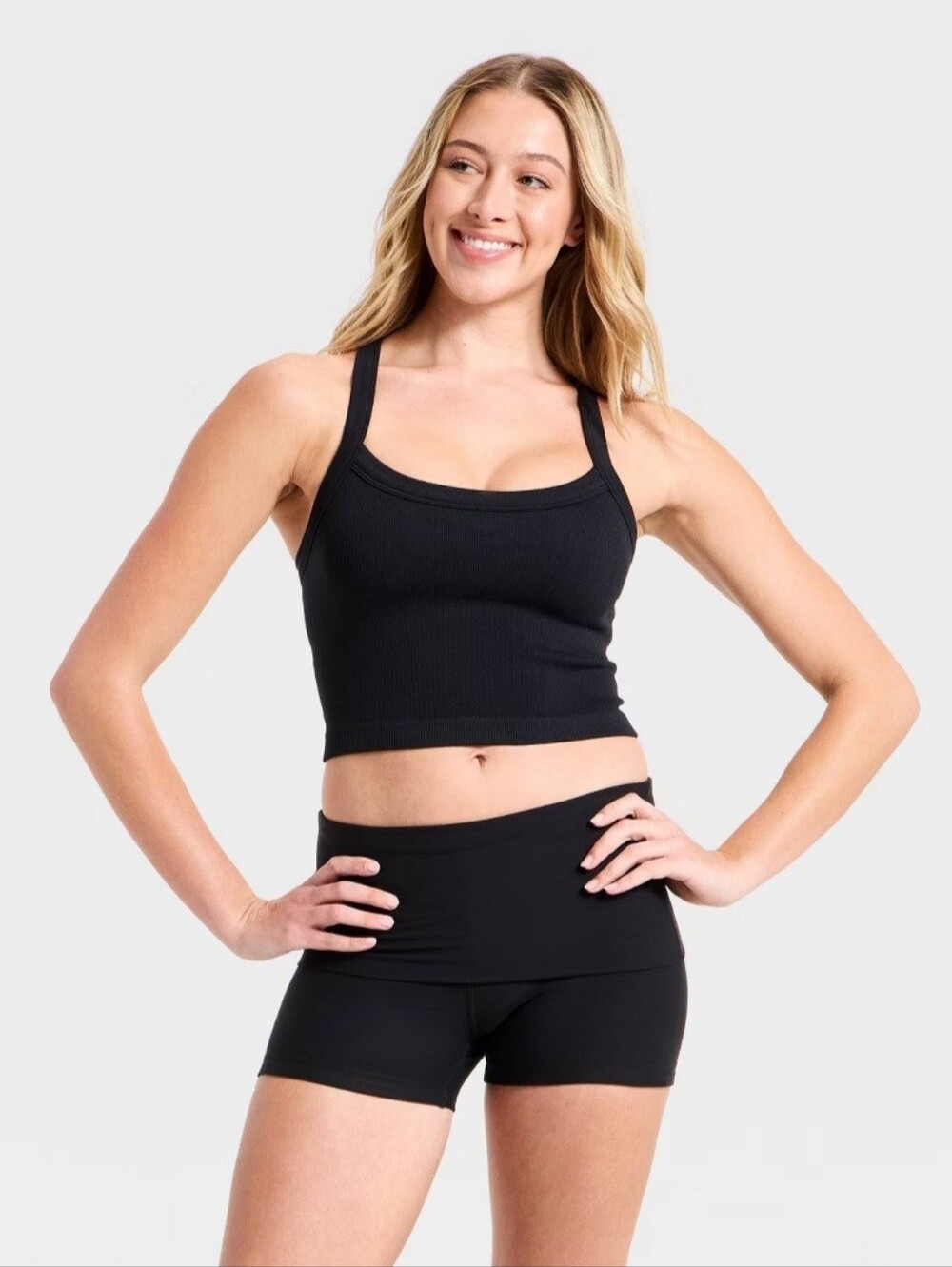 Women's Seamless Cropped Support Tank Top -JoyLab' Black M